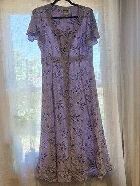 Fashion Bug Lavender Floral Button-Front Midi Dress